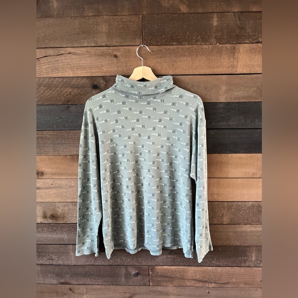 Green 90s Style Turtle Neck Mountains & Trees Long Sleeve Top - Picture 15 of 16